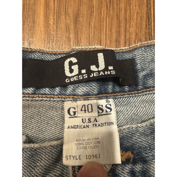 Vintage 90s Guess Jeans Carpenter Baggy Jorts Shorts Sz 40 Made In USA Workwear - Picture 6 of 6